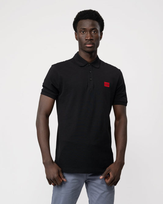 HUGO Dereso232 Mens Cotton-Piqué Slim-Fit Polo Shirt - Black 001