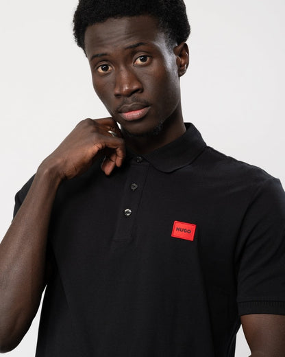 HUGO Dereso232 Mens Cotton-Piqué Slim-Fit Polo Shirt - Black 001