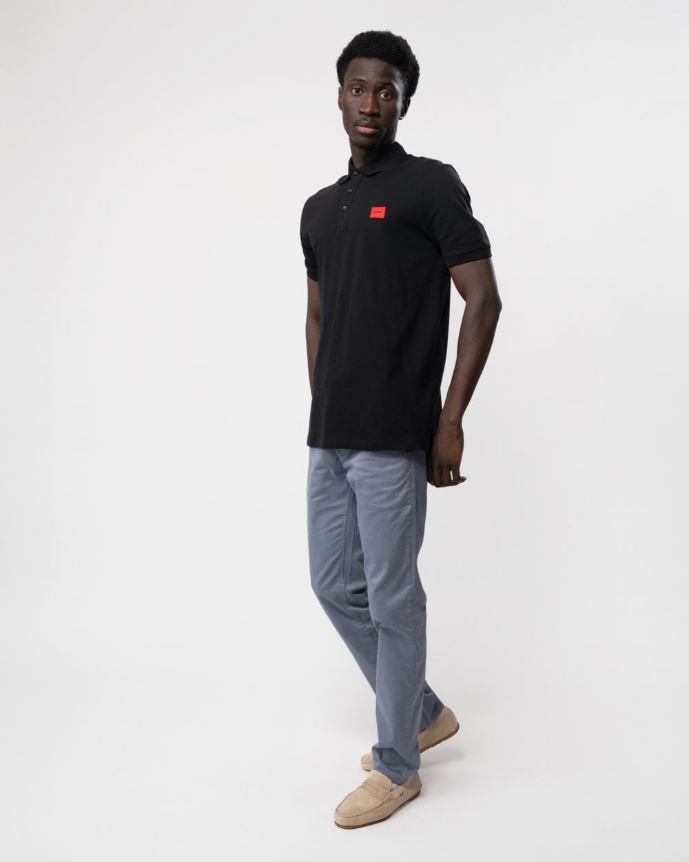 HUGO Dereso232 Mens Cotton-Piqué Slim-Fit Polo Shirt - Black 001