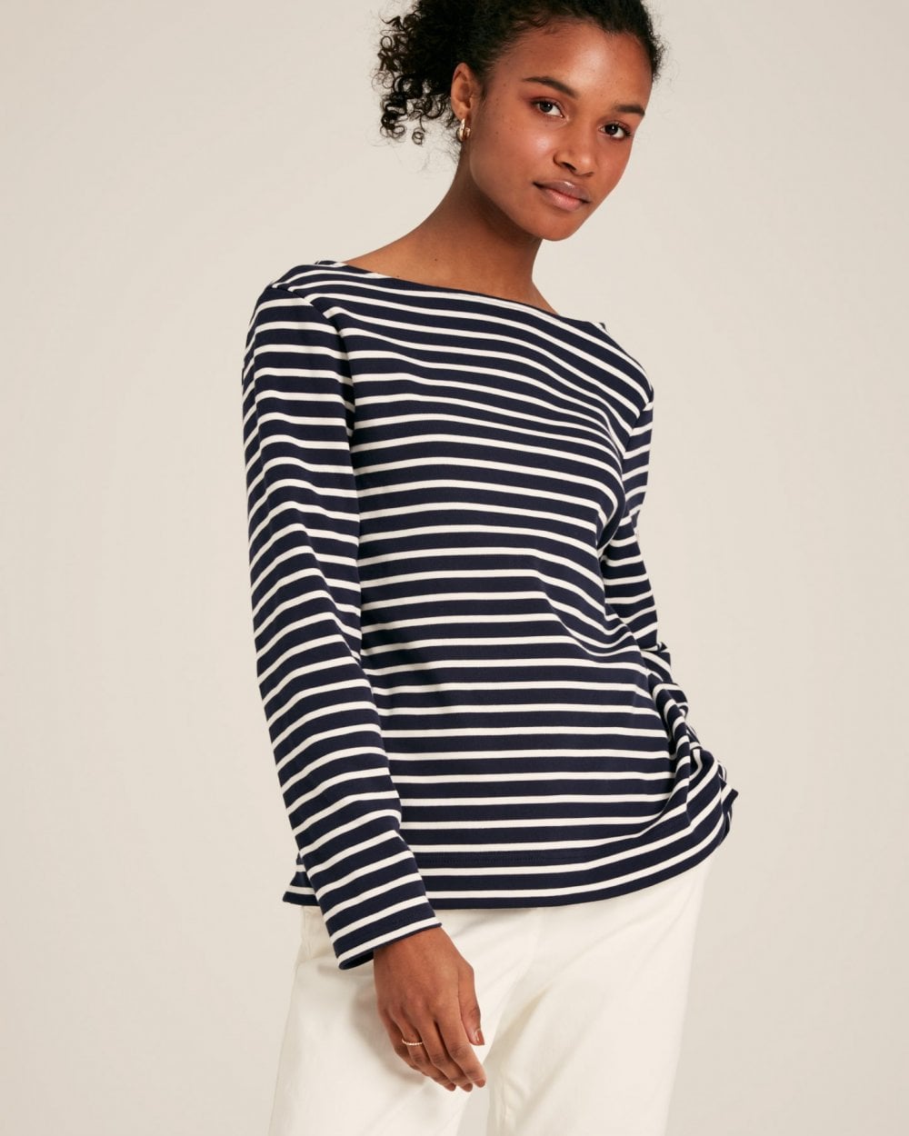 Joules New Harbour Womens Striped Breton Top - Navy Cream Stripe - CHO - Designer Womens Long Sleeve T-Shirts & Tops