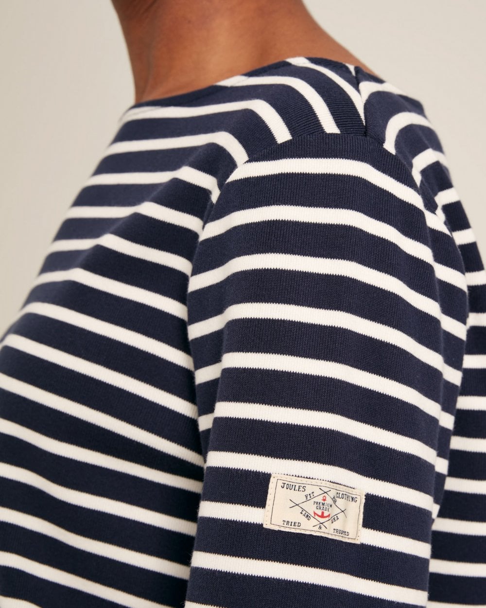 Joules New Harbour Womens Striped Breton Top - Navy Cream Stripe
