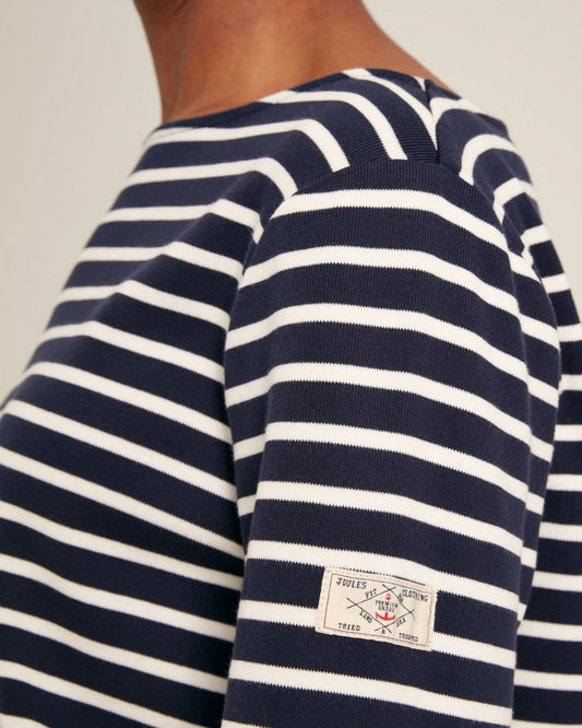 Joules New Harbour Womens Striped Breton Top - Navy Cream Stripe