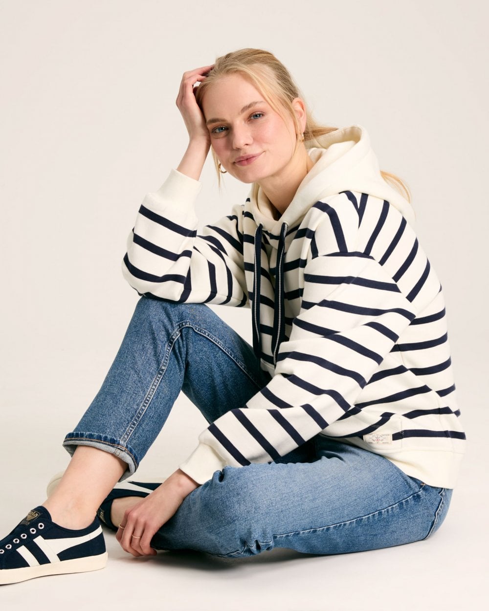 Joules Milbourne Womens Pullover Hoodie - French Navy Stripe