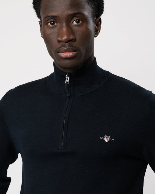 GANT Mens Classic Cotton Half Zip Jumper - 433 Evening Blue