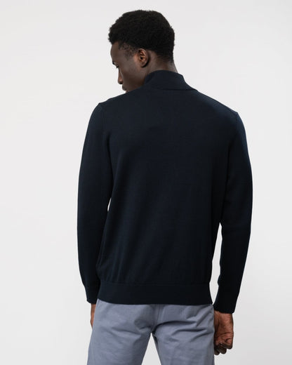 GANT Mens Classic Cotton Half Zip Jumper - 433 Evening Blue