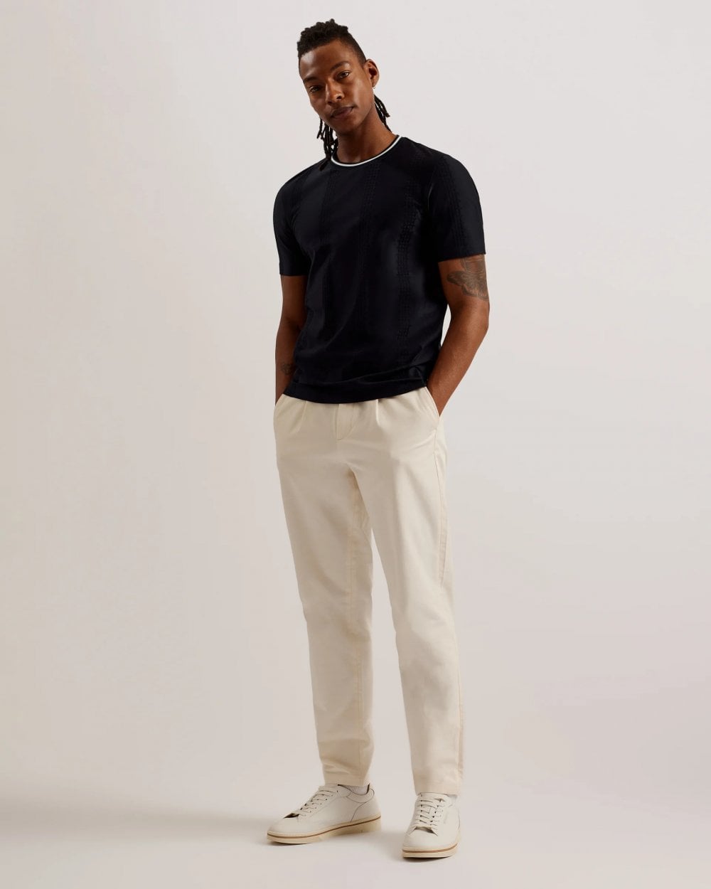 Ted Baker Ted Baker Rousel Mens Slim Fit Slim Fit Jacquard Striped T-Shirt