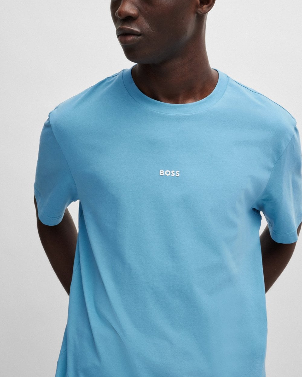 BOSS Orange TChup Mens Crew Neck Small Logo T-Shirt - Open Blue 486
