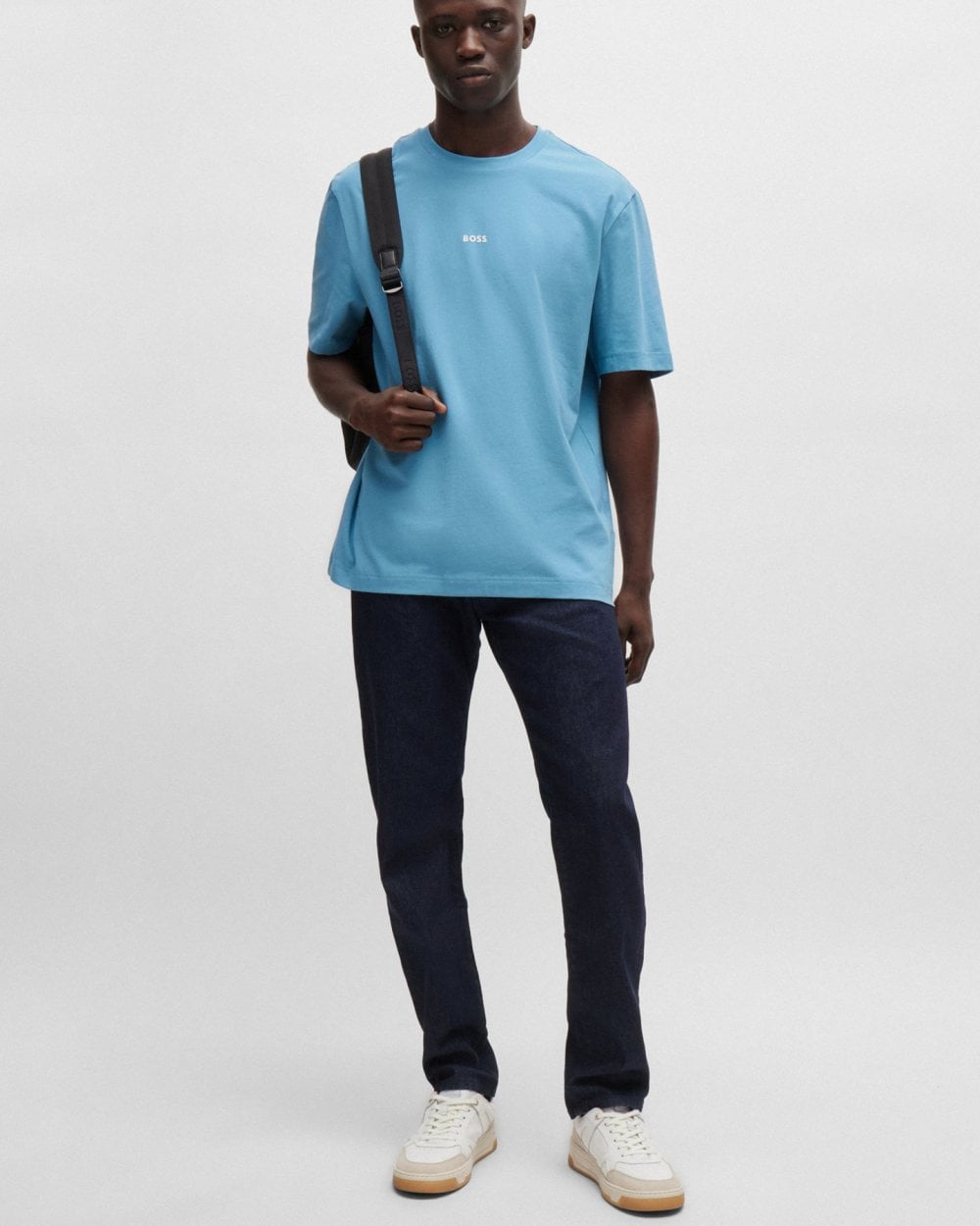 BOSS Orange TChup Mens Crew Neck Small Logo T-Shirt - Open Blue 486