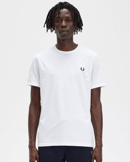 Fred Perry Mens Ringer T-Shirt NOS - White 100