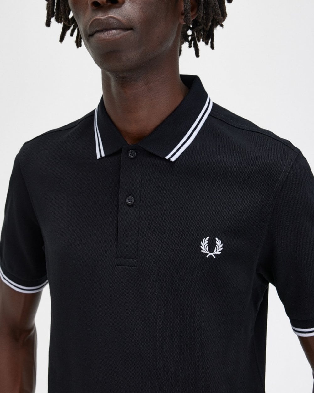 Fred Perry Mens Twin Tipped Signature Polo Shirt NOS - Black 350
