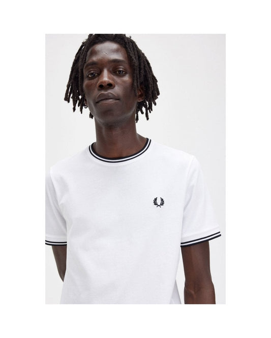 Fred Perry Mens Twin Tipped T-Shirt NOS - White 100