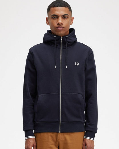 Fred Perry Mens Zip Through Hoodie NOS - Navy 795