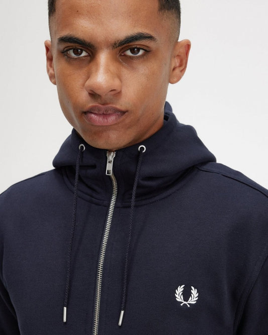 Fred Perry Mens Zip Through Hoodie NOS - Navy 795