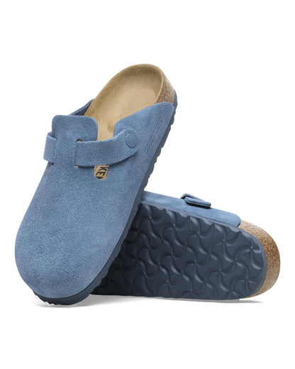 Birkenstock Boston Suede Leather Womens Clogs - Elemental Blue
