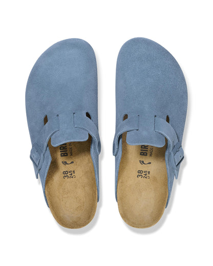 Birkenstock Boston Suede Leather Womens Clogs - Elemental Blue