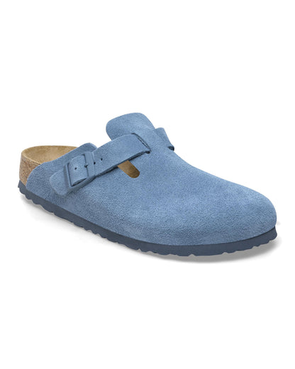 Birkenstock Boston Suede Leather Womens Clogs - Elemental Blue