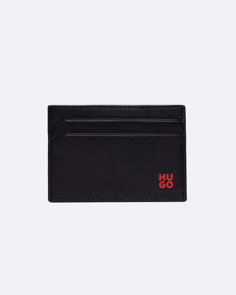 HUGO Tibby Nappa Leather Card Holder with Stacked Logo