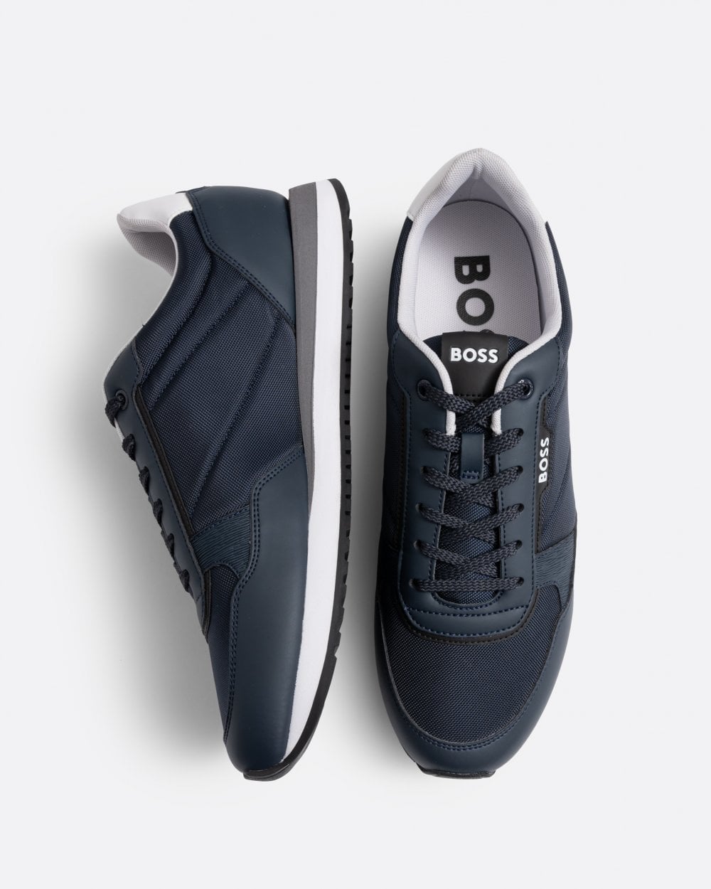 BOSS Orange Kai Mens Mixed-Material Trainers with Pop-Colour Details