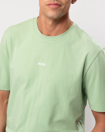 BOSS Orange TChup Mens Crew Neck Small Logo T-Shirt - Open Green 372