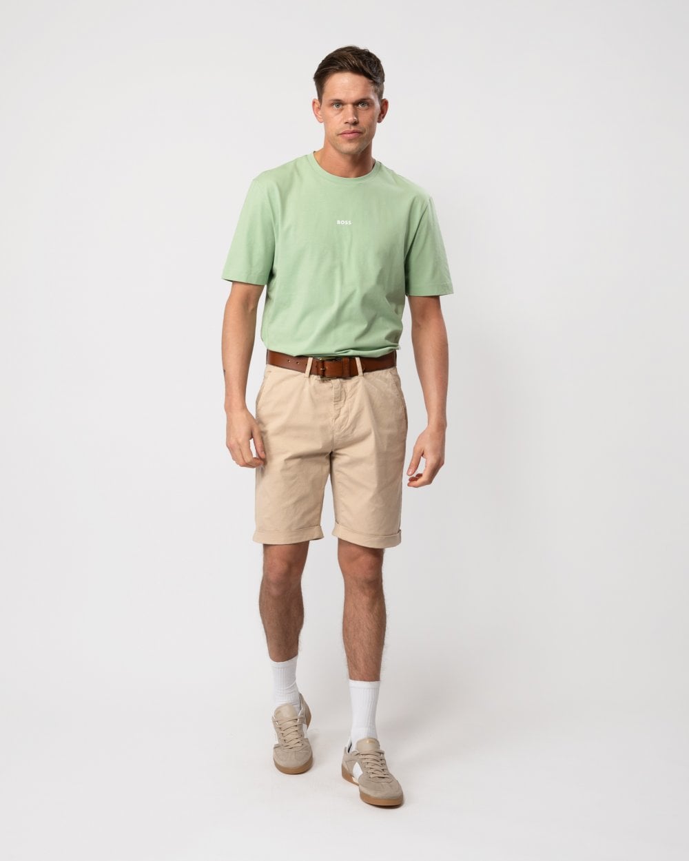 BOSS Orange TChup Mens Crew Neck Small Logo T-Shirt - Open Green 372