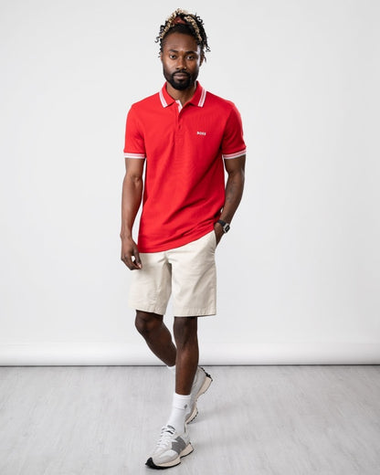 BOSS Green Paddy Contrast Mens Polo NOS - Medium Red 610