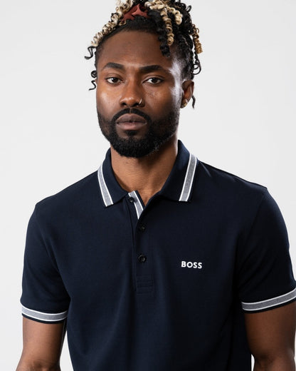 BOSS Green Paddy Contrast Mens Polo NOS - Dark Blue 402