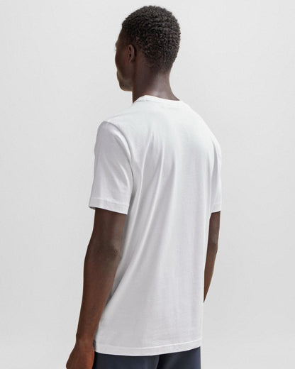 BOSS Green Tee Mens Stretch Cotton T-Shirt with Contrast Logo NOS - White 100