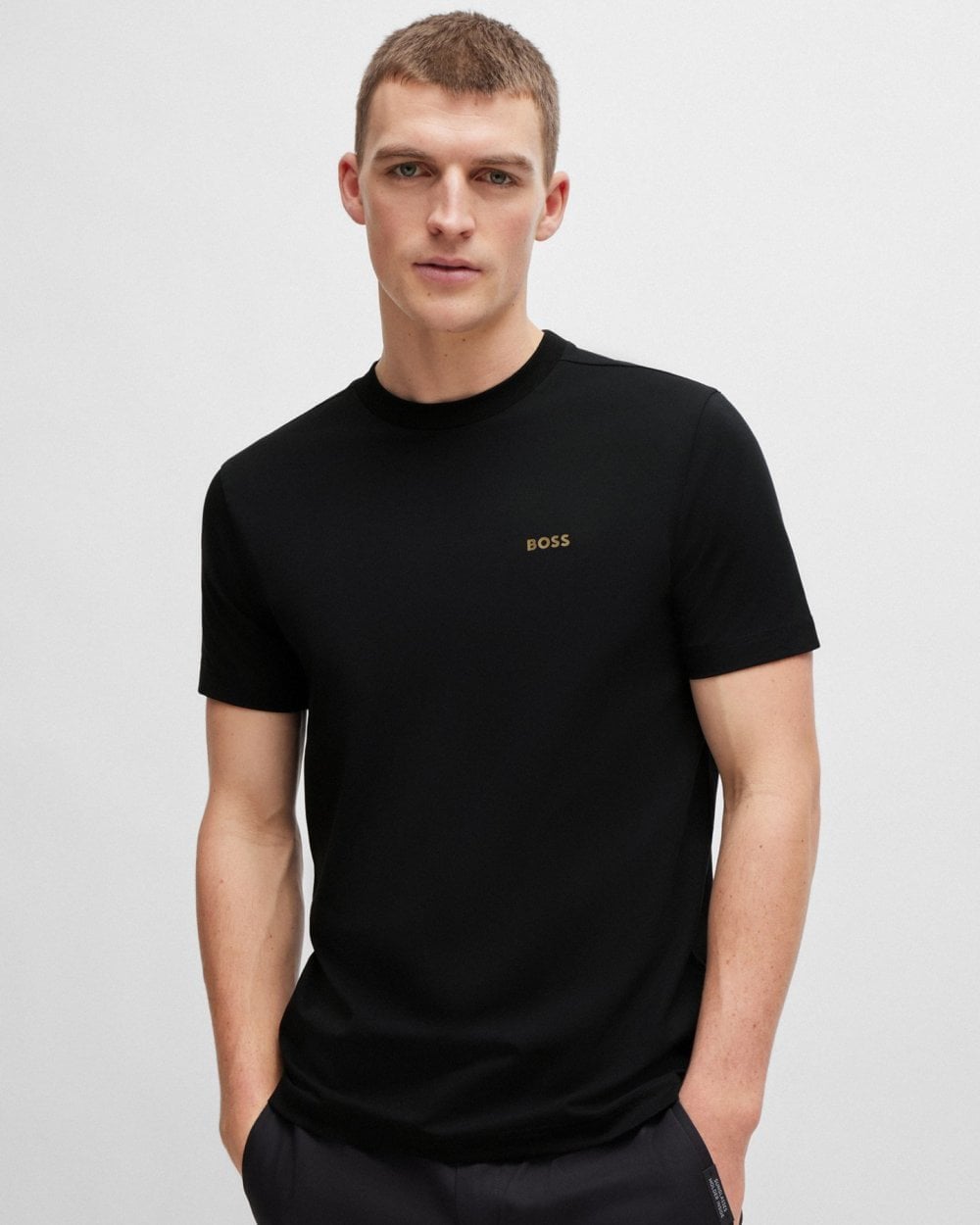 BOSS Green Tee Mens Stretch Cotton T-Shirt with Contrast Logo NOS
