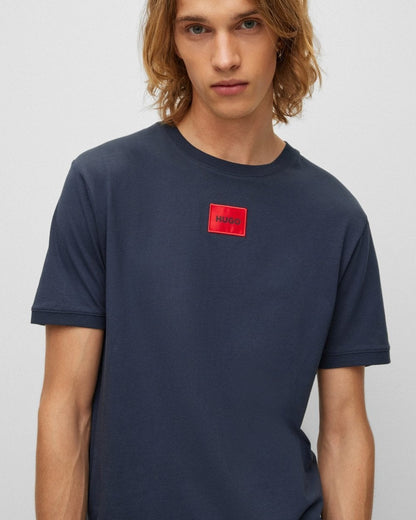 HUGO Diragolino212 Label Logo Mens T-Shirt NOS - Dark Blue 405