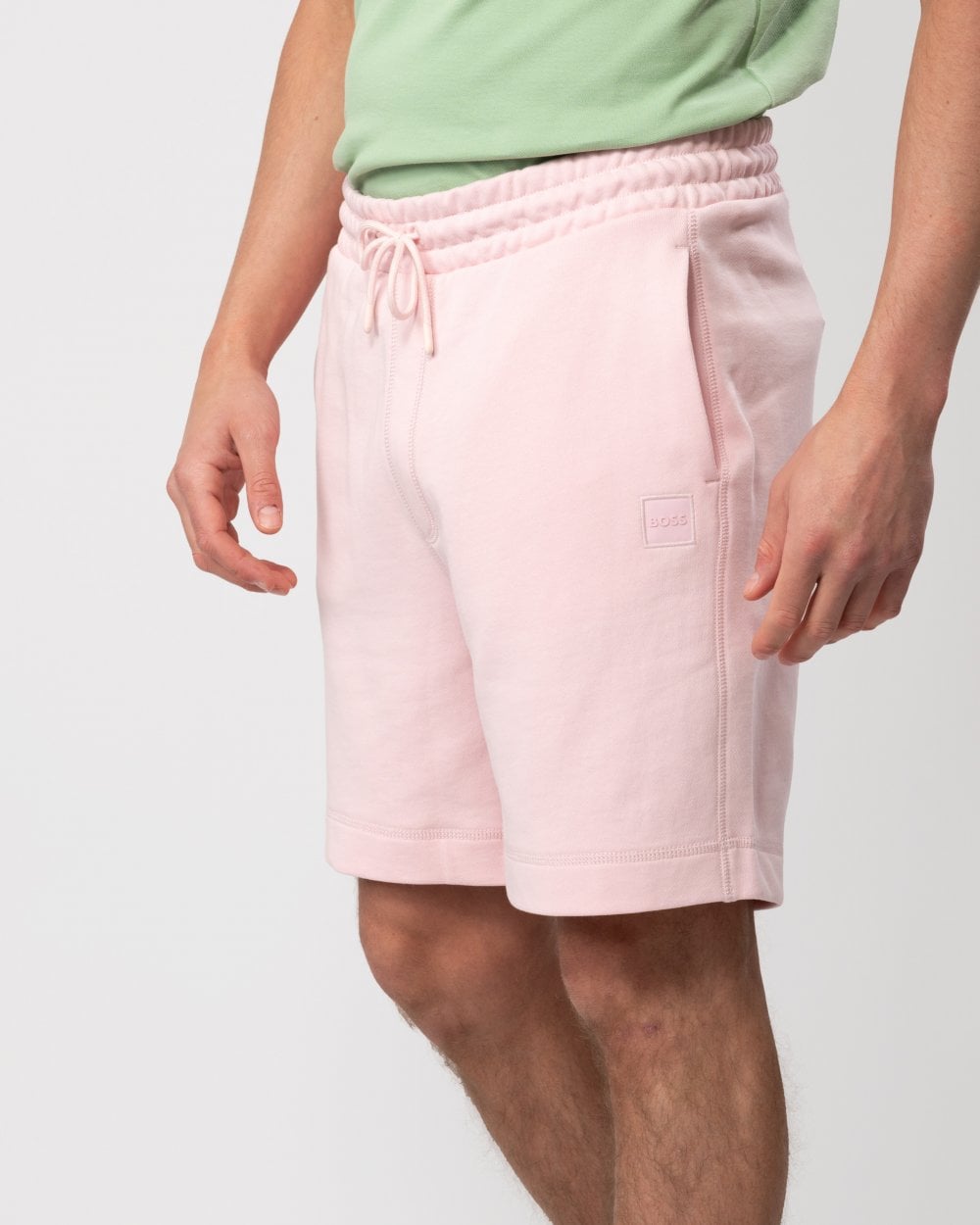 BOSS Orange Sewalk Mens Cotton-Terry Shorts With Logo Badge - Light/Pastel Pink 682
