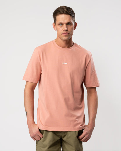BOSS Orange TChup Mens Crew Neck Small Logo T-Shirt - Open Pink 695
