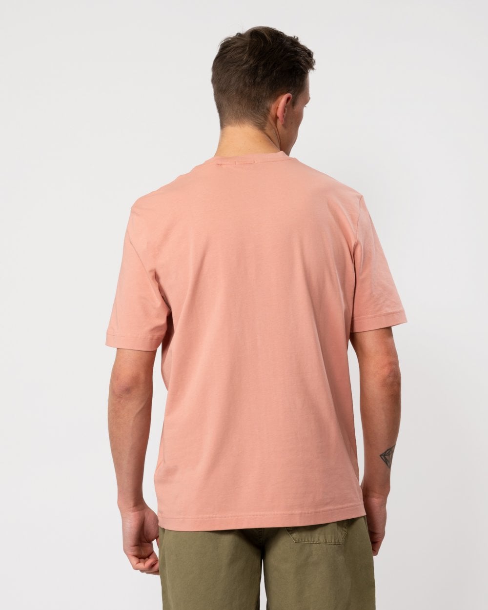 BOSS Orange TChup Mens Crew Neck Small Logo T-Shirt - Open Pink 695