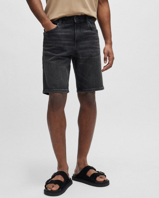 BOSS Orange BOSS Orange Re.Maine Mens Regular Fit Shorts in Dark Grey Comfort-Stretch Denim 