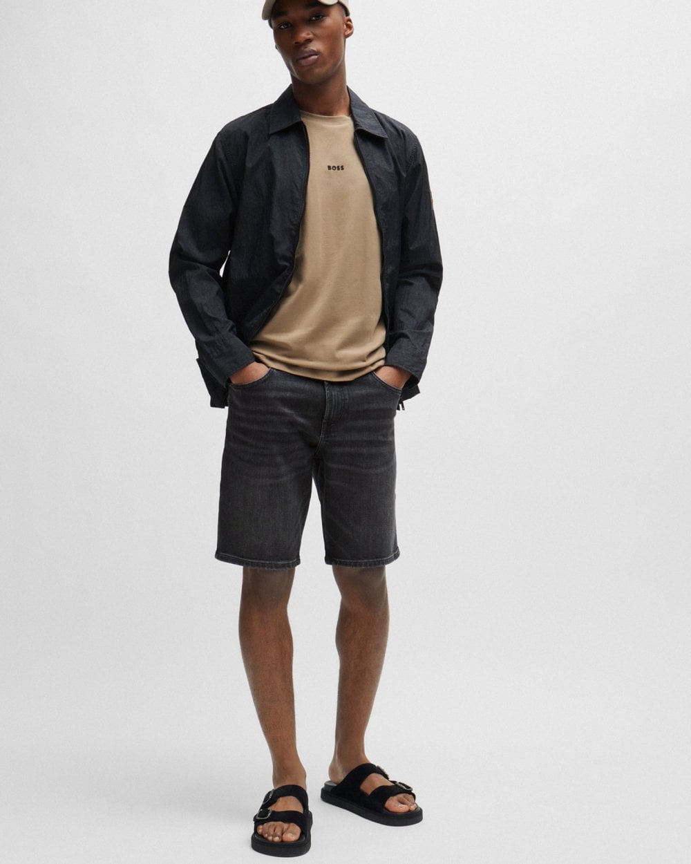 BOSS Orange BOSS Orange Re.Maine Mens Regular Fit Shorts in Dark Grey Comfort-Stretch Denim 