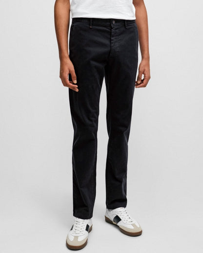 BOSS Orange Mens Slim Fit Chinos in Stretch-Cotton Satin NOS - Black 001
