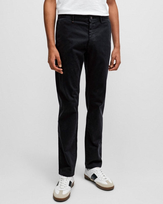 BOSS Orange Mens Slim Fit Chinos in Stretch-Cotton Satin NOS - Black 001
