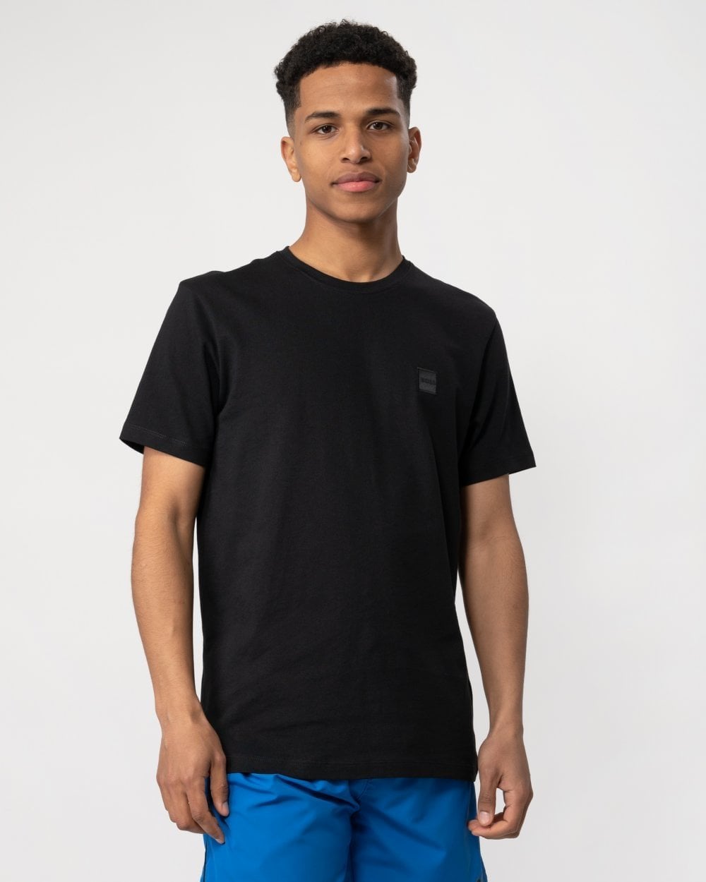 BOSS Orange Tales Mens Cotton-Jersey T-shirt With Logo Patch NOS - Black 001 - CHO - Designer Mens Logo T-Shirts