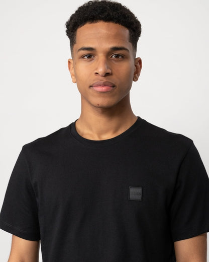 BOSS Orange Tales Mens Cotton-Jersey T-shirt With Logo Patch NOS - Black 001