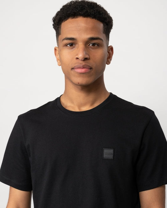 BOSS Orange Tales Mens Cotton-Jersey T-shirt With Logo Patch NOS - Black 001