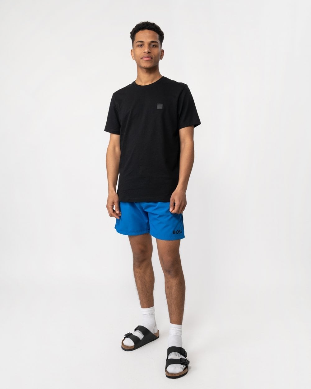 BOSS Orange Tales Mens Cotton-Jersey T-shirt With Logo Patch NOS - Black 001