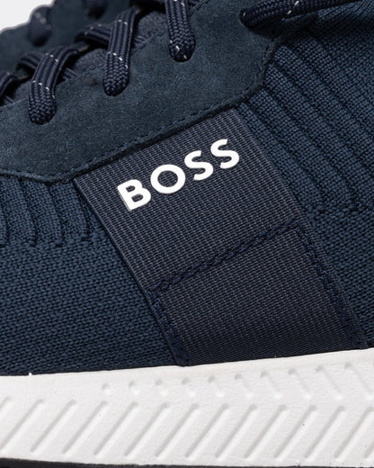 BOSS Orange Titanium_Runn Mens Structured-Knit Sock Trainers With Branding NOS - Dark Blue 401