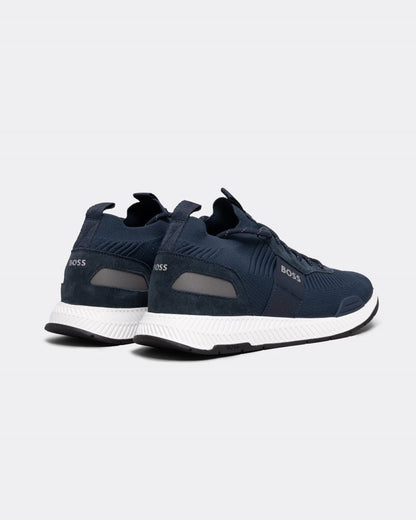 BOSS Orange Titanium_Runn Mens Structured-Knit Sock Trainers With Branding NOS - Dark Blue 401