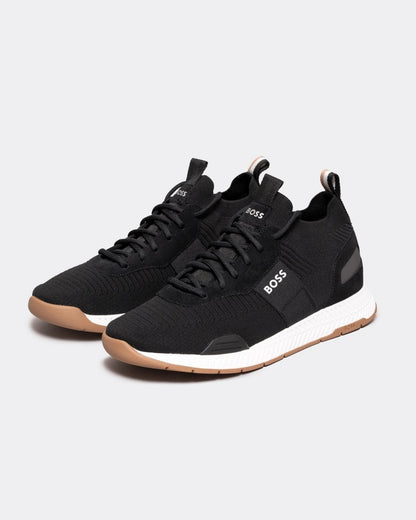 BOSS Orange Titanium_Runn Mens Structured-Knit Sock Trainers With