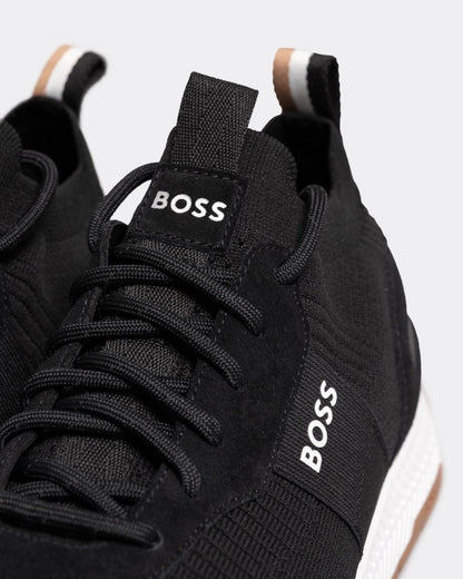 BOSS Orange Titanium_Runn Mens Structured-Knit Sock Trainers With Branding NOS - Charcoal 014