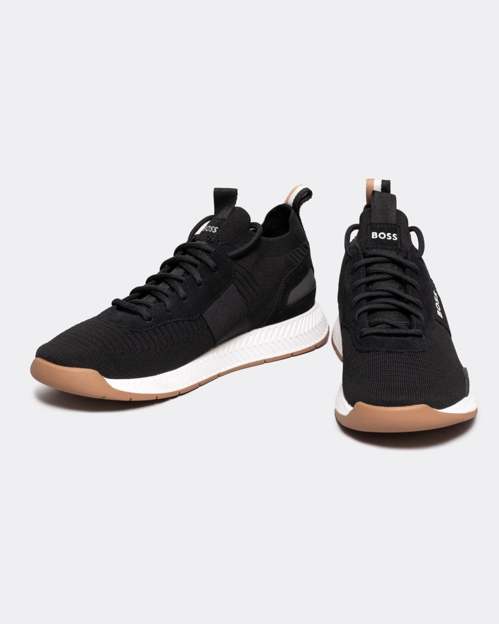 BOSS Orange Titanium_Runn Mens Structured-Knit Sock Trainers With Branding NOS - Charcoal 014