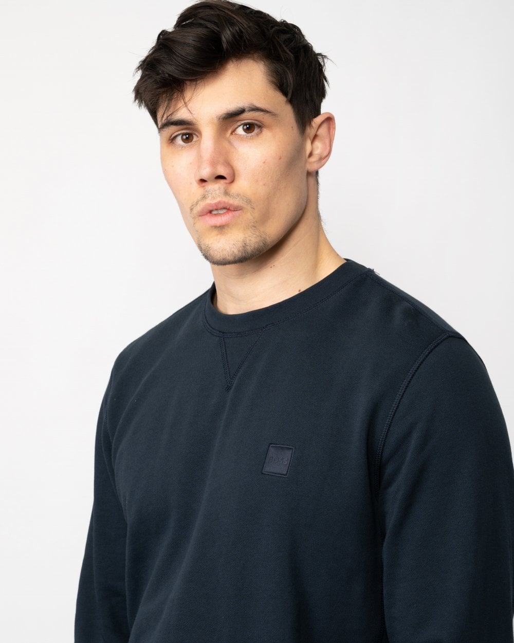 BOSS Orange Westart Mens Crew Neck Sweatshirt With Logo Patch NOS - Dark Blue 404