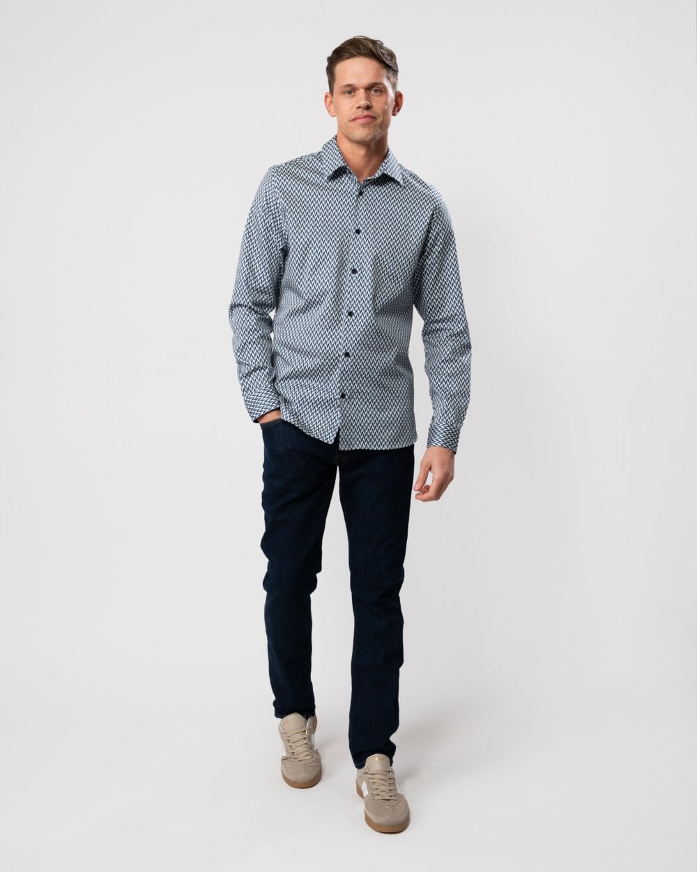 Ted Baker Ted Baker Laceby Mens Long Sleeve Geometric Print Shirt