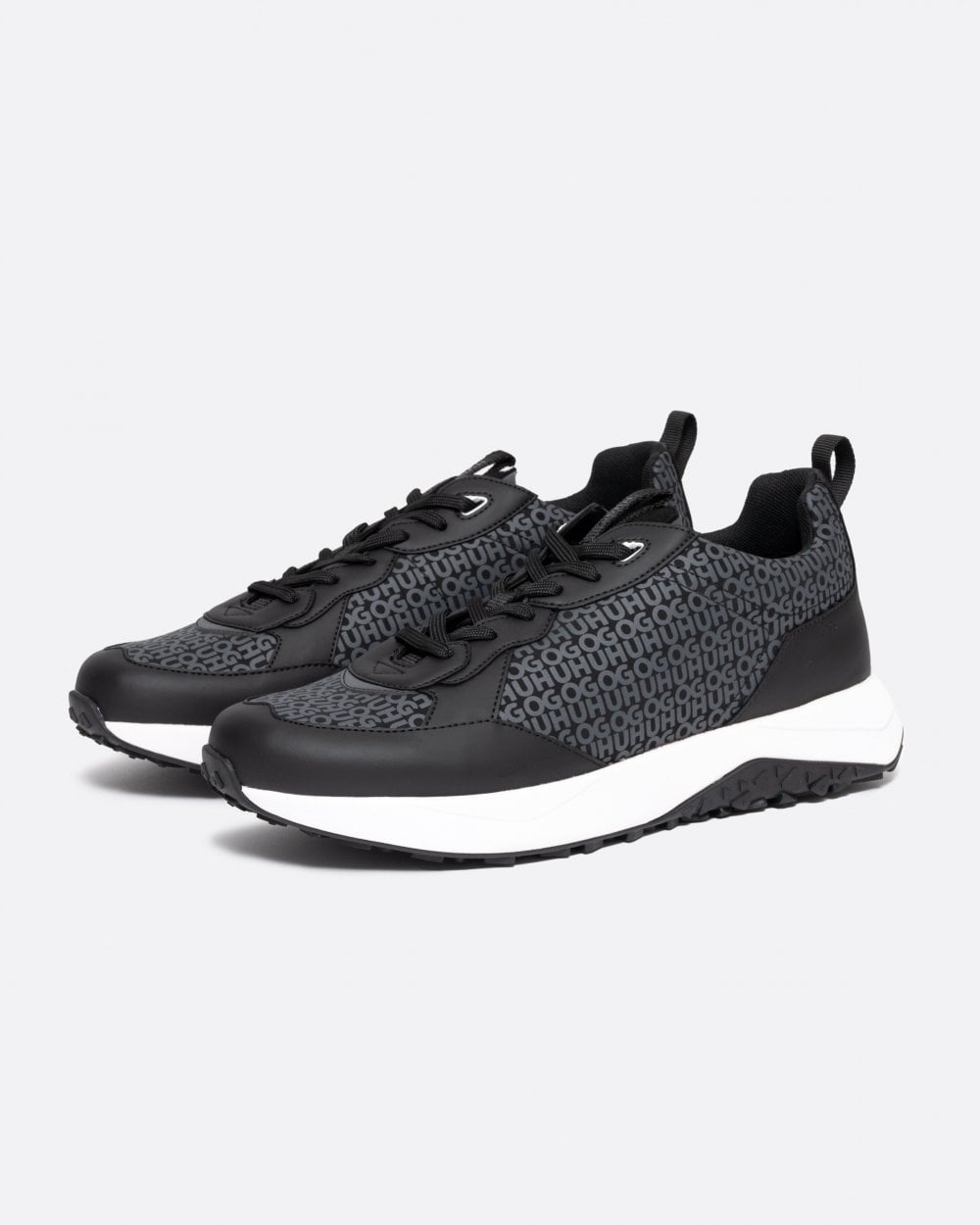 HUGO Kane Runn Mens Mixed-Material Trainers with Repeat Logo Details