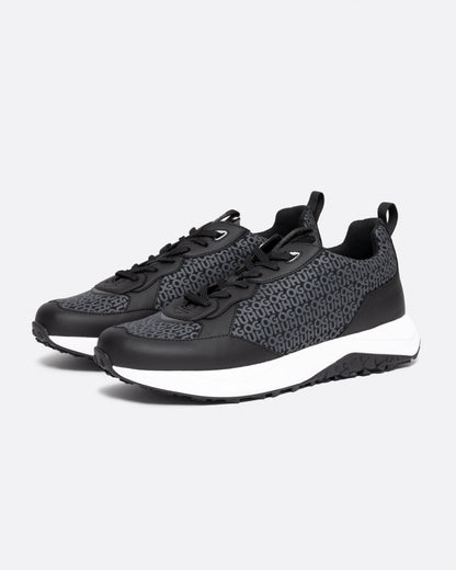 HUGO Kane Runn Mens Mixed-Material Trainers with Repeat Logo Details
