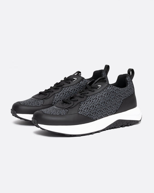 HUGO Kane Runn Mens Mixed-Material Trainers with Repeat Logo Details